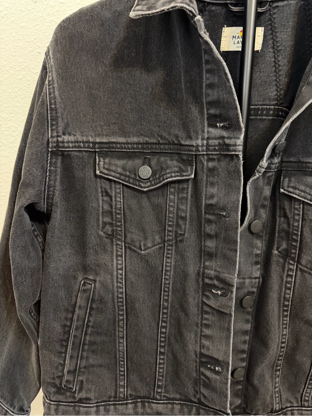 Marine Layer Washed Black Denim Jean Jacket Cotton truckers jacket - Picture 2 of 16